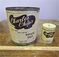 (2) Charles Chips Tins- One Bank