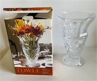 New in Box Towle 24% Crystal 14" Heavy Vase