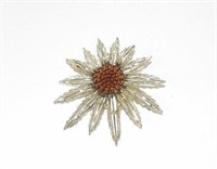 Sarah Coventry Molded Glass Gold Sunflower Brooch