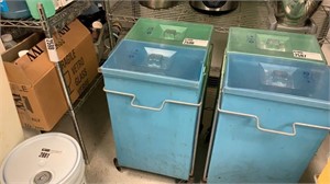 Rolling double bulk bin w/ lids