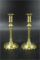 Pair Early English Brass Candlesticks