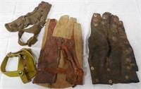 (4) leather glove & finger stalls corn huskers
