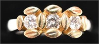 14K White Gold Past-Present-Future Diamond Ring
