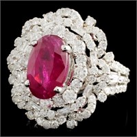 18K Gold Ring with 4.10ct Ruby & 2.10ctw Diamonds