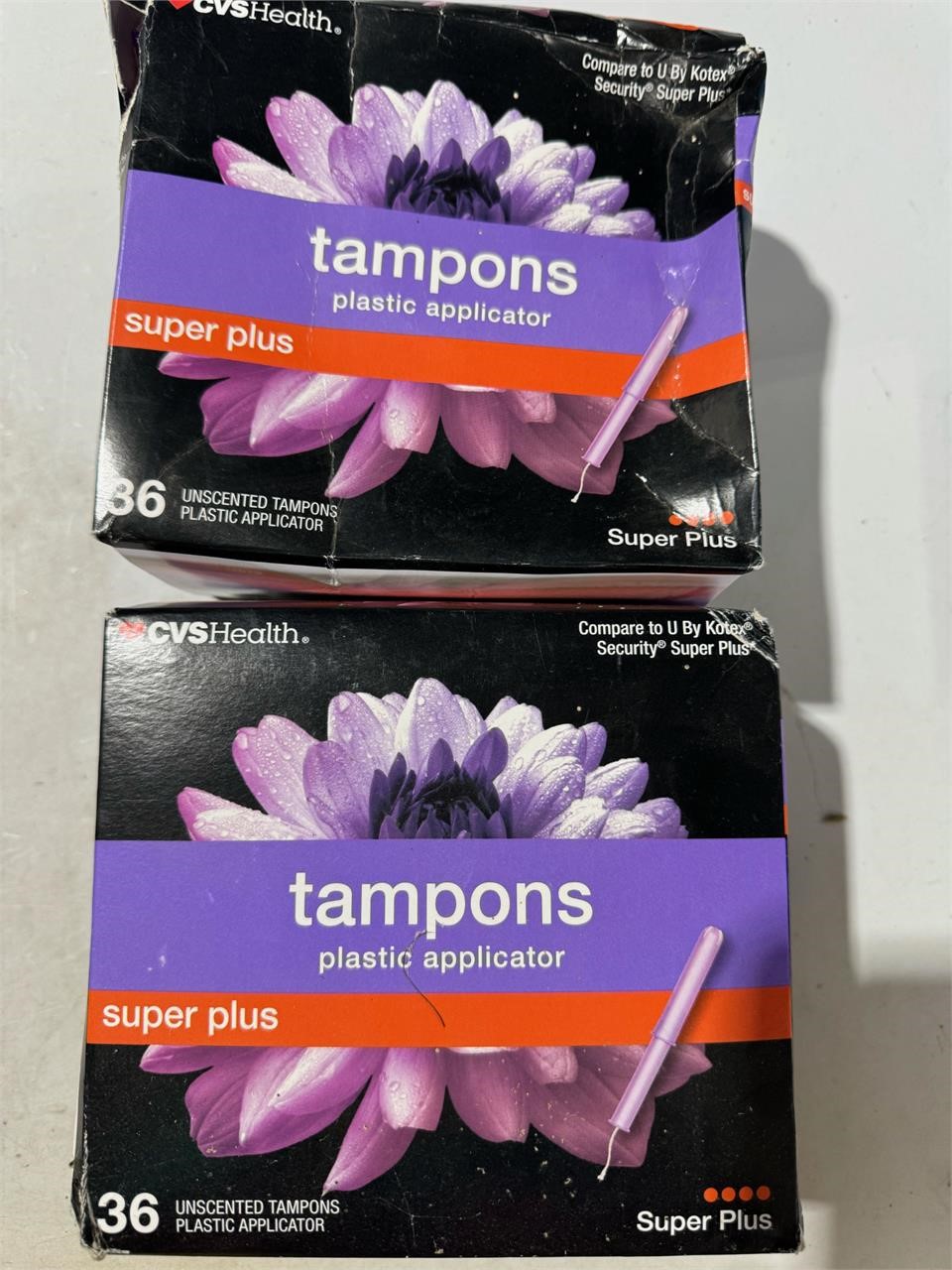 2 Boxes of 36 CVS Super Plus Tampons