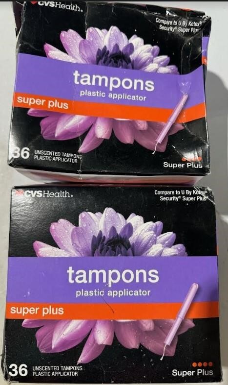 2 Boxes of 36 CVS Super Plus Tampons