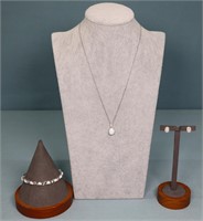3pc. Sterling Silver & Opal Jewelry Set