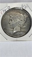 Of) 1934-d peace dollar condition VF