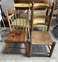 Folk Art, Wicker Ladder-back Chairs.