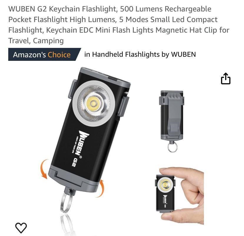 WUBEN G2 Keychain Flashlight, 500 Lumens