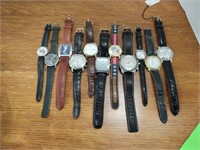 Lot of 11 leather band watches