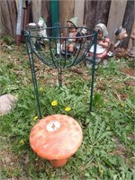 Metal Flower Basket Stand + Orange Mushroom