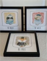 3 Shadow Box Pictures Under Glass