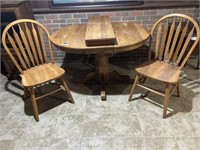 Oak Dining Room Table & 2-Chairs, 1-Extension,