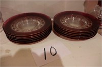 12 - Tiffin King's Crown Ruby Cran 8.5" Plates