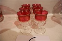 6 - Tiffin King's Crown Ruby Cran Cordial Glasses