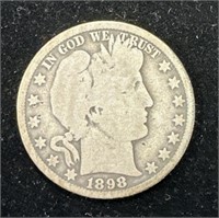TOUGH DATE Silver 1898-O Barber Half Dollar