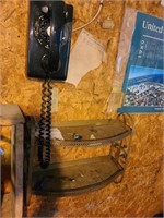 Vintage phone and metal shelf