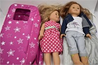 Two American Girl Dolls and Carry Case