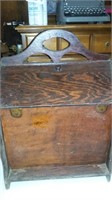 WOODEN SEWING BOX WITH SEWING SUPPLIES INSIDE