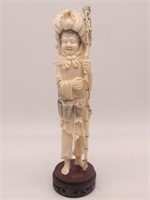 GREAT EARLY CARVED IVORY FISHERMAN ALL CLEAN 10"