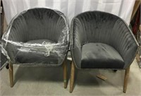 2 Grey Velvet Club Chairs