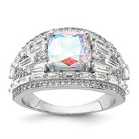 Sterling Silver - Clear and Iridescent CZ Ring