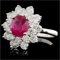 1.67ct Ruby & 1.50ct Diam Ring in 18K White Gold