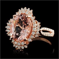 18K Gold Ring: 3.80ct Morganite & 0.54ct Diam