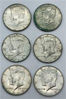 (6) 40% Silver Kennedy Half Dollars