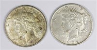 (2) 1922-D PEACE SILVER DOLLARS