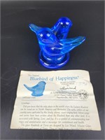 Vtg Art Glass Bluebirds of Happiness
