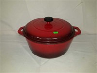 Large Like New Cast Iron Enameled Red Pot