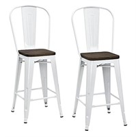 DHP Luxor Metal Counter Stool with Wood Seat and