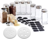 6 oz Large Square Glass Spice Jars Set of 8