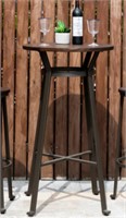 41" Rustic Steel Bar Table With Elm Wood Top