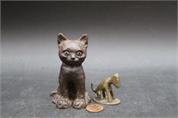 Vintage Asian Bronze Dog & English Clay Cat