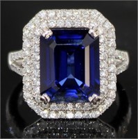 14kt Gold 8.49 ct Sapphire & Diamond Ring