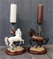 (2) Horse Sconces W/ Matching Candles