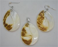 Mother of Pearl Earrings & Pendant