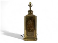 Vintage Chinese Etched Brass Table Lamp