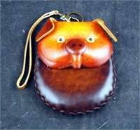 New 5" Detail Fancy Pig Fine Leather Wrist Wallet
