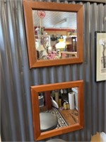 (2) Wood Framed Mirrors