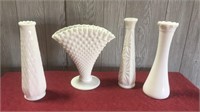 Lot of (4) Milk Glass Vases