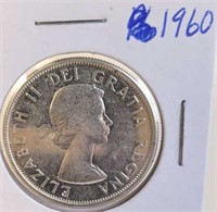 1960 Elizabeth II Canadian Silver Half Dollar