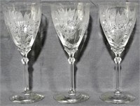 3 Fostoria Fern Water Goblets 8.5"