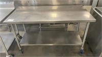 1 Stainless Steel 5ft Rolling Prep Table w/ Bottom