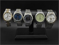 MEN'S SILVER & GOLD TONE WATCHES (5)