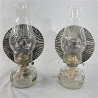 Set of vintage oil lamps w/ reflectors