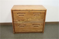 Oak Locking Lateral File Cabinet w/ 2 Drawers